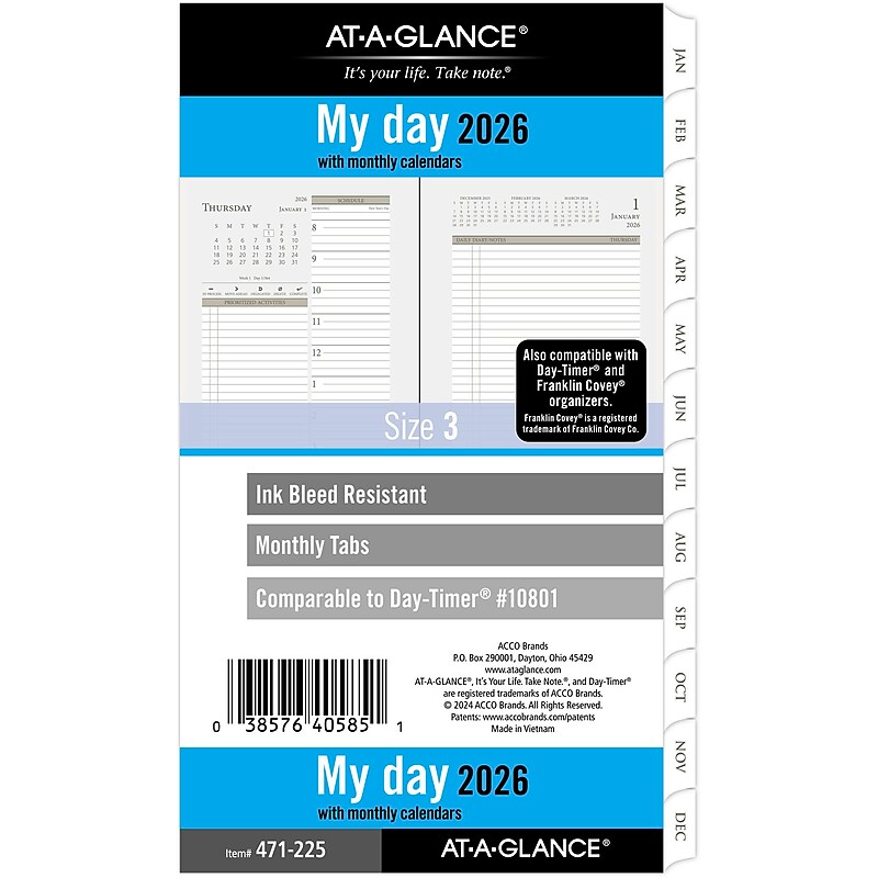 2026 AT-A-GLANCE 6.75" x 3.75" Daily & Monthly Refill Pages, White/Brown (471-225-26) image 1