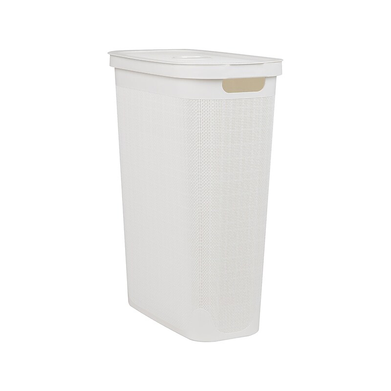 Mind Reader 10.57-Gallon Hamper with Lid, Plastic, White (40FABHAMP-WHT) image 1
