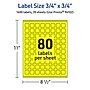 Avery Laser/Inkjet Multipurpose Square Labels, 0.75" x 0.75", Neon Yellow, 1600/Pack (94102)~#|#~DA3091B1-F41B-4F05-9110AACCEEF40CA2_sc7