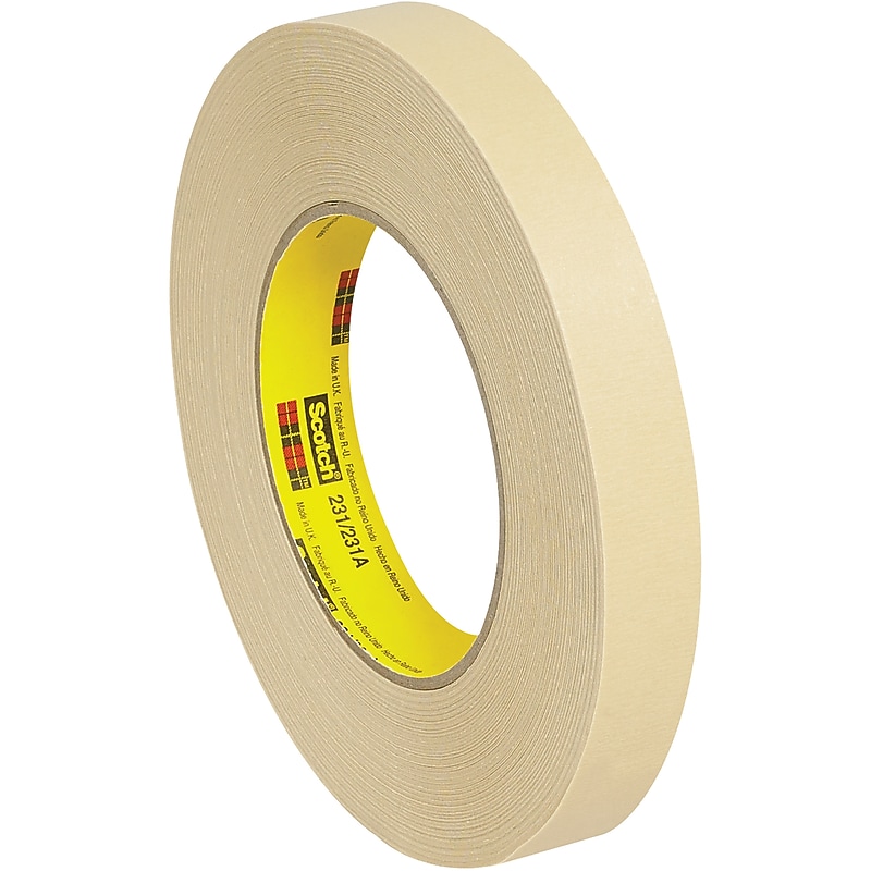 3M 231 Heavy Duty Masking Tape, 0.25" x 60 yds., Beige, 12 Rolls/Pack  (T93423112PK) image 1