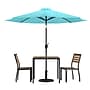 Flash Furniture Lark All-Weather Patio Set, Teal Umbrella, 5 Piece Set (XU8132UB19BTL)~#|#~DA40DD5D-937F-4064-AA046DA1CA878D1C_sc7