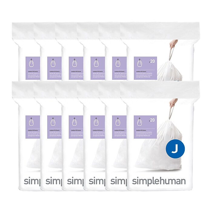 simplehuman Code J 8-12 Gallon Trash Bag, 6.5