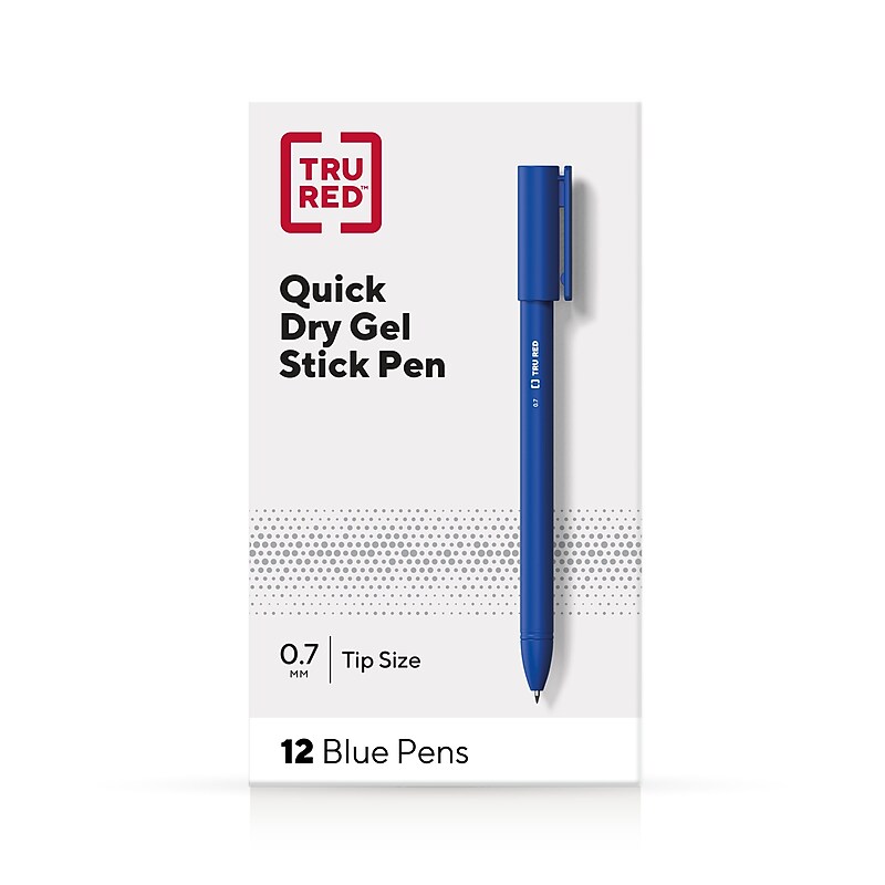 TRU RED™ Quick Dry Gel Pen, Medium Point, 0.7mm, Blue, Dozen (TR54481) image 1