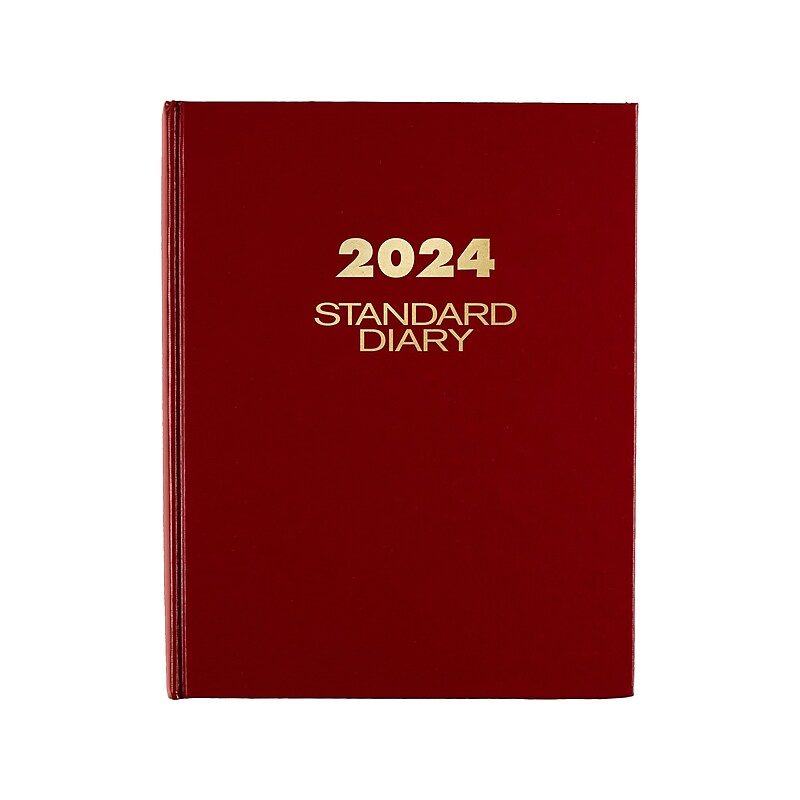 2024 AT-A-GLANCE Standard Diary 7.5" x 9.5" Daily Diary, Hardsided Cover, Red/Gold (SD374-13-24) image 1