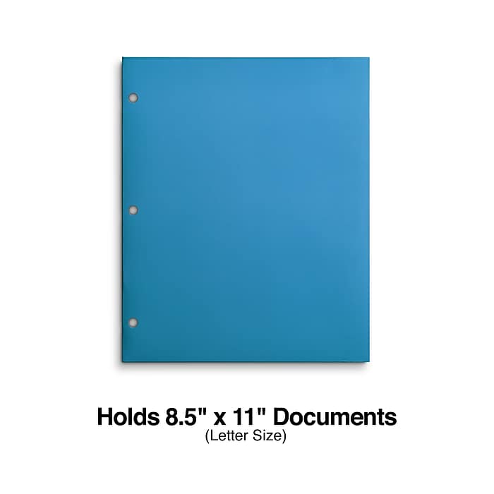 Staples 3-Hole Punched 4-Pocket Paper Presentation Folder, Blue