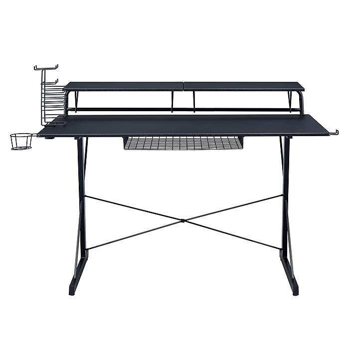 Techni Sport Carbon Computer Gaming Desk with Shelving, Black (RTA