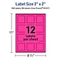 Avery Laser/Inkjet Square Multipurpose Labels, 2" x 2", Neon Magenta, 960/Box (94107)~#|#~DA50A6F2-35B0-4D2F-95CBBB618862E470_sc7