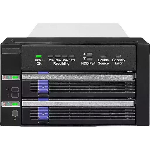 Icy Dock FatCage 2.5"/3.5" External SATA Hard Drive Enclosure, SSD, Black/Silver (MB901SPRB