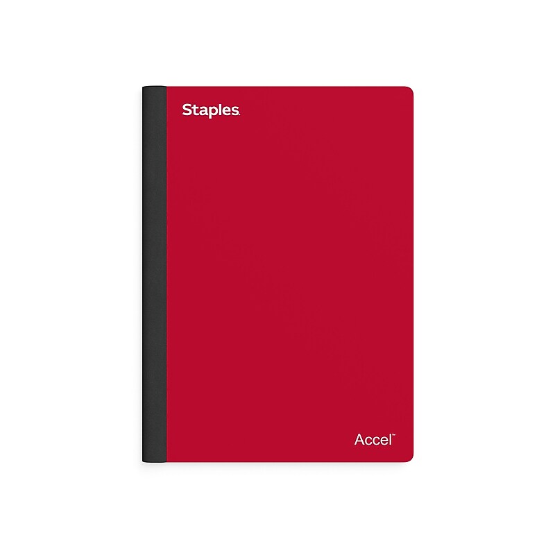 Staples Premium 2-Subject Notebook, 6" x 9.5", College Ruled, 100 Sheets, Red (TR58327) image 1