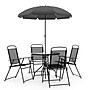 Flash Furniture Nantucket Patio Garden Set with Umbrella Table and Folding Chairs, Black, 6/Set (GM202012BK)~#|#~DA6AAC1E-0277-476F-89E791544B08EF4D_sc7