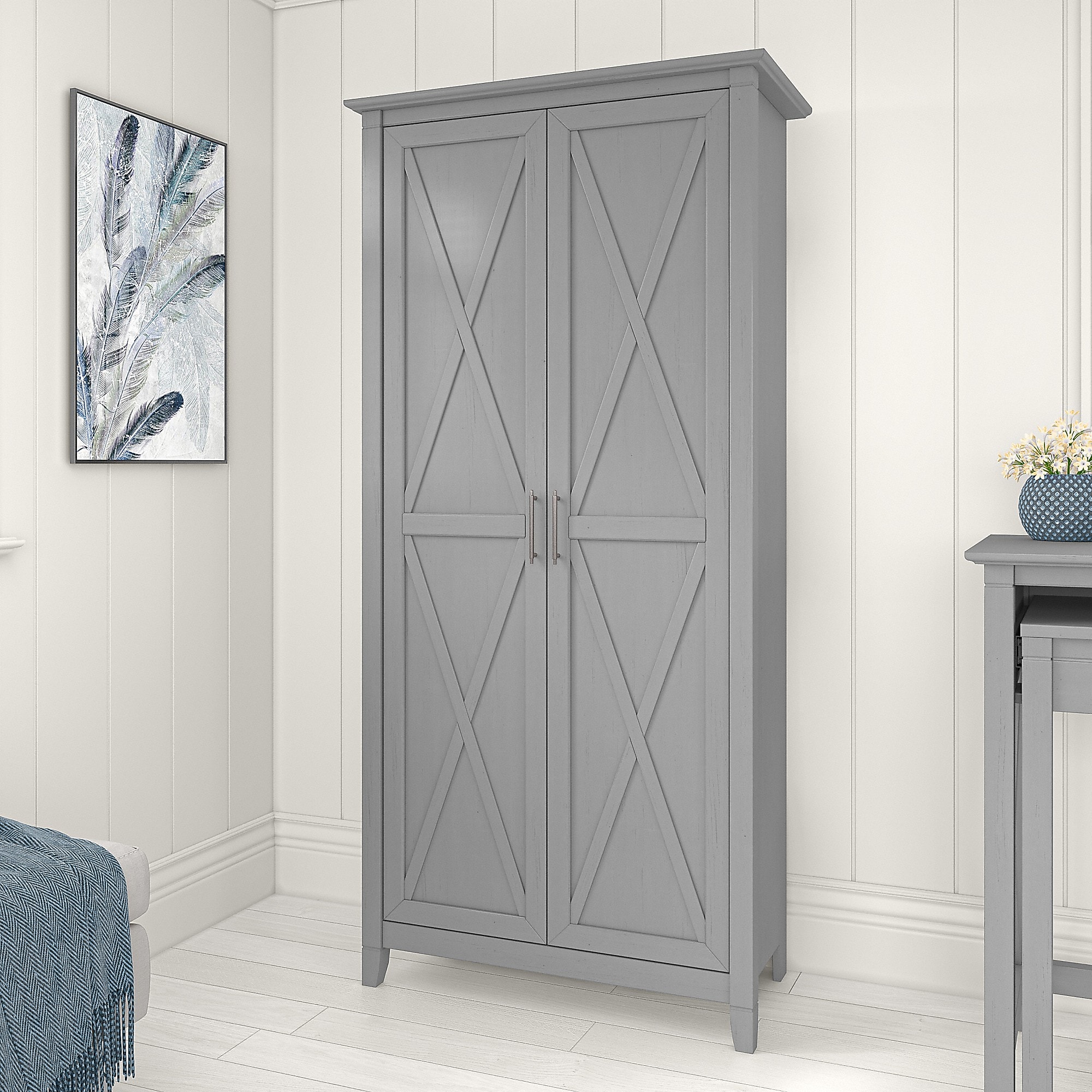 Bush Furniture Key West 66″ Tall Storage Cabinet with Doors and 5 Shelves, Cape Cod Gray (KWS266CG-03) Sansujyuku sansujyuku.com