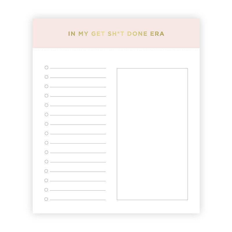 lake + loft Split List Notepad, 6” x 7”, Get Sh*t Done Era Pink Sand, 100 Sheets (SLSWNP-002) image 1