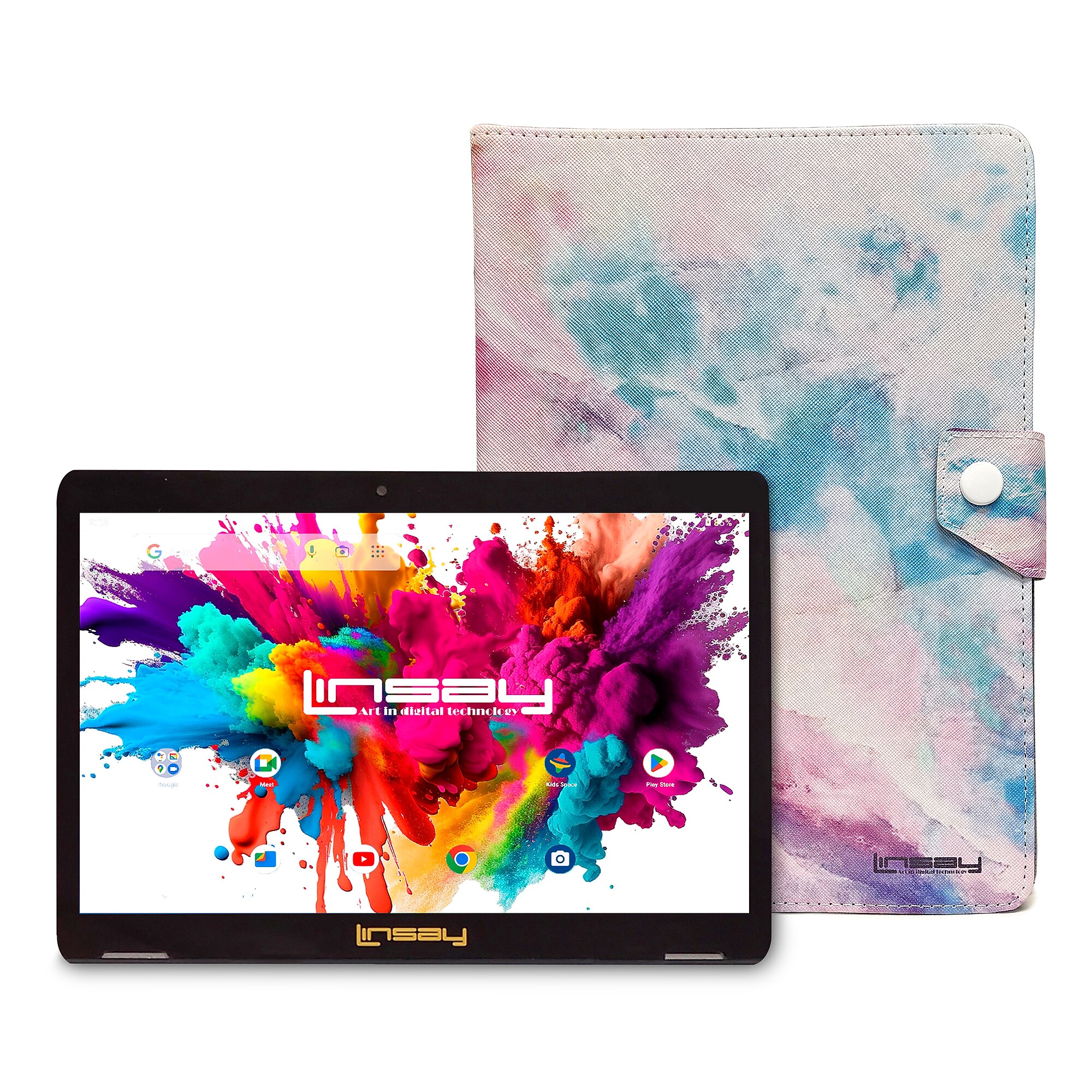 Linsay Octa Core 10.1″ Tablet, 128GB Storage, Android 15, Bundled with Pink Marble Case and Stylus Pen (F10IPGCMPI) Sansujyuku sansujyuku.com