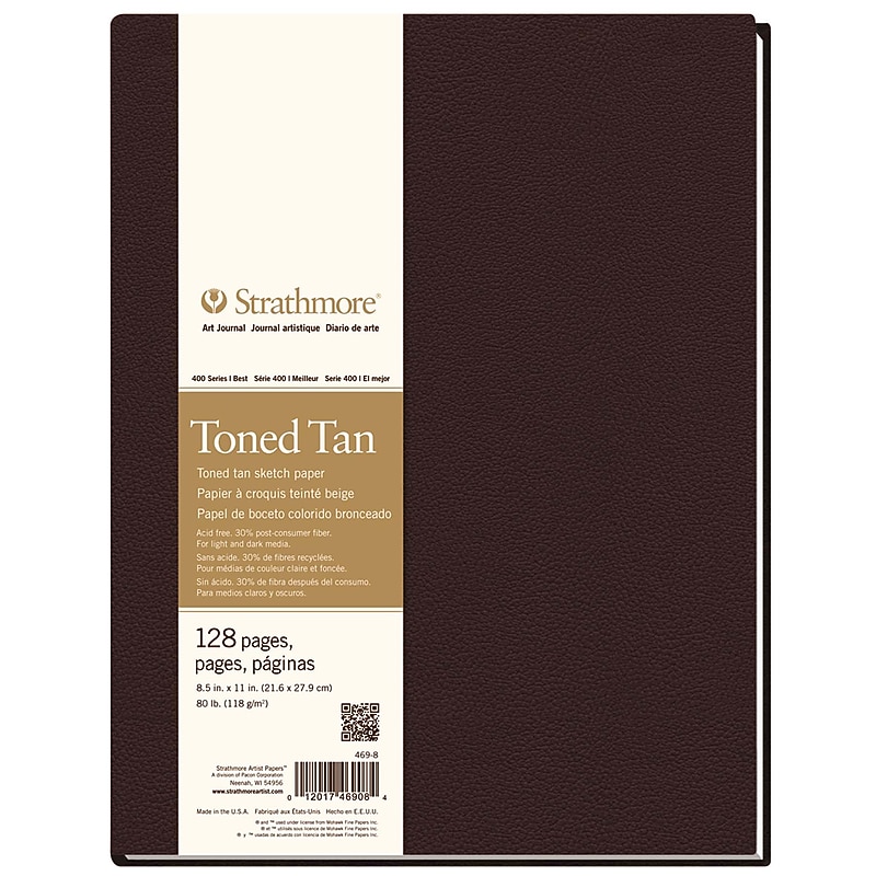 Strathmore 400 Series 8.5" x 11" Smyth-Sewn Bound Toned Tan Art Journal Sketch Paper, 128 Sheets/Pad (STTP4698) image 1