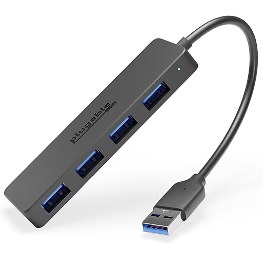 Plugable 4 Port USB Hub 3.0, USB Splitter for Laptop (USB3HUB4A) Staples