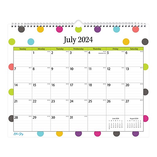 20242025 Blue Sky Teacher Dots 15" x 12" Academic Monthly Wall
