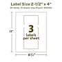Avery EcoFriendly Rectangle Multipurpose Labels, 2-1/2" x 4", White, 30/Pack (94245)~#|#~DA8CC93E-212D-43E3-B297DDCFCC3508F8_sc7