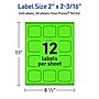 Avery Laser/Inkjet Multipurpose Square Labels, 2" x 2-3/16", Neon Green, 240/Pack (94124)~#|#~DA95FE4B-6DFA-4188-94109C1F425B9B88_sc7