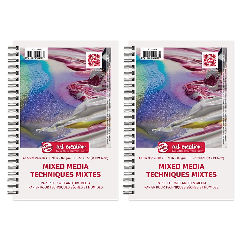 Talens Art Creation 5.5" x 8.5" Spiral Bound Mixed Media Sketch Pad, 40 Sheets/Pad, 3/Bundle (TLN9312801M-3) image 1