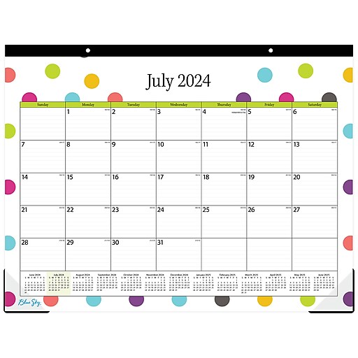 20242025 Blue Sky Teacher Dots 22" x 17" Academic Monthly Desk Pad