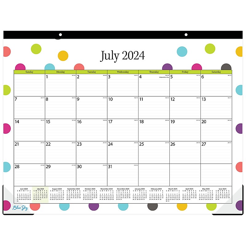 2024-2025 Blue Sky Teacher Dots 22" x 17" Academic Monthly Desk Pad Calendar (105496-A25) image 1