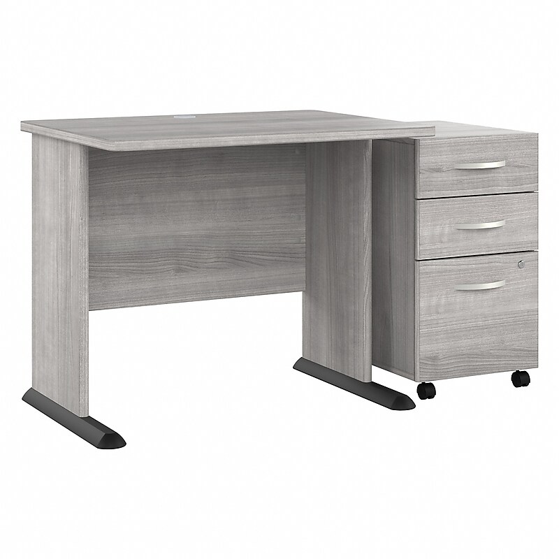 Bush Business Furniture Studio A 36"W Small Computer Desk with 3 Drawer Mobile File Cabinet, Platinum Gray (STA005PGSU) image 1