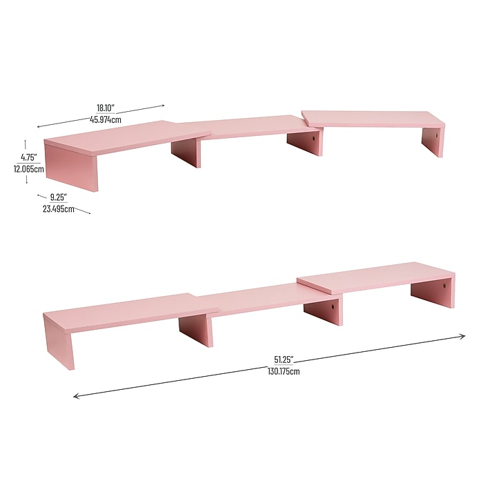 Mind Reader Adjustable Dual Monitor Stand, Up to 44 lbs., Pink