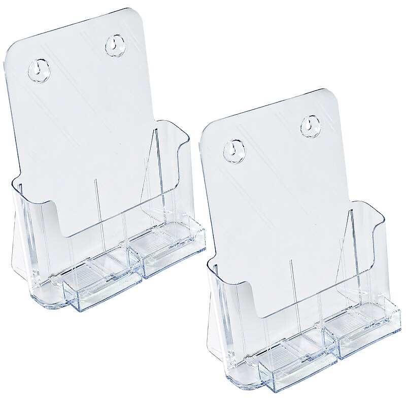 Azar 8.5" x 11" Brochure Holder, Desktop/Countertop, Vertical/Horizontal, Acrylic, Clear, 2/Pack (252387-2PK) image 1