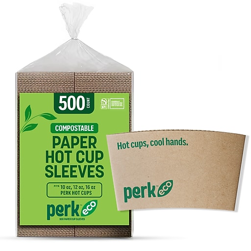 Perk™ Eco Paper Hot Cup Sleeve, Brown, 500/Pack (PK56227) | Staples