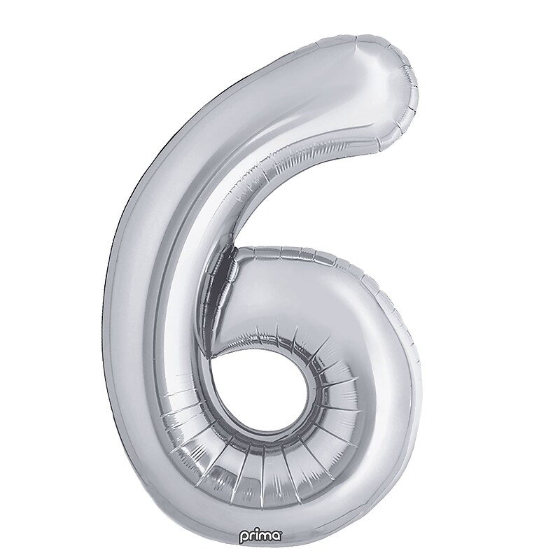 Party City (Air-Filled) 16" "#6" Foil Balloon, Silver, 2/Pack (AM60050257-18) image 1