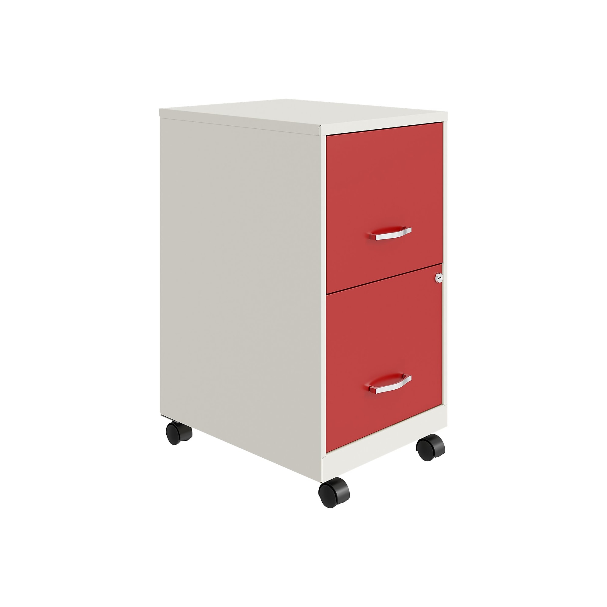 Space Solutions SOHO Smart File 2-Drawer Mobile Vertical File Cabinet, Letter Size, Lockable, Pearl White/Lava Red (25334) Sansujyuku sansujyuku.com