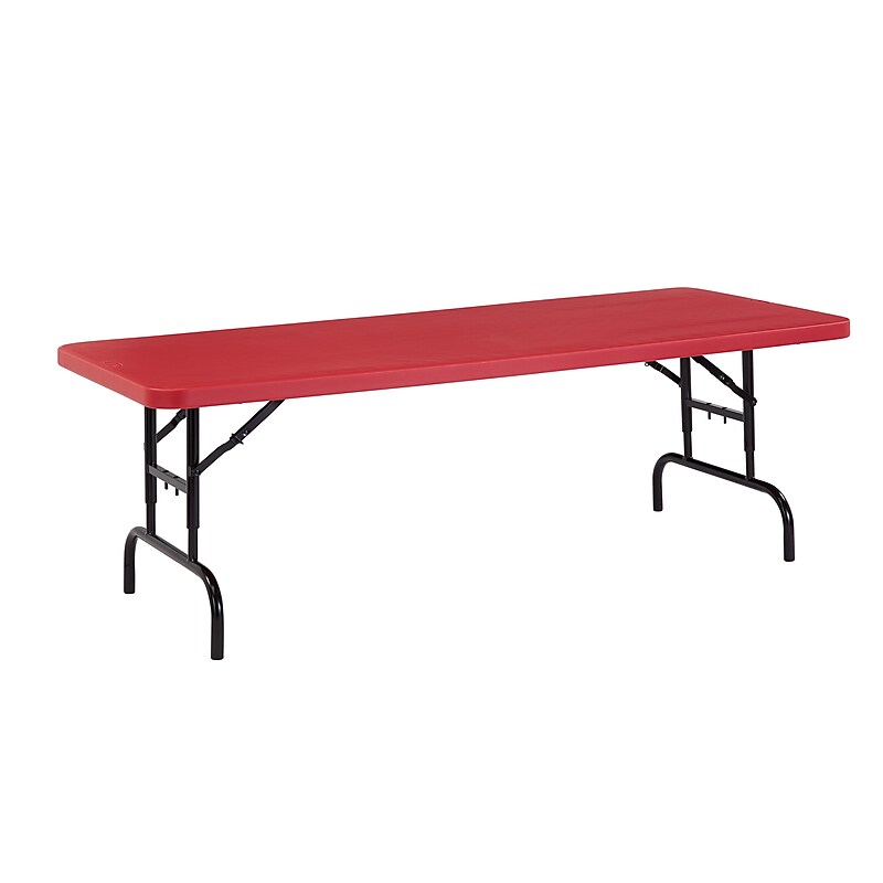 NPS BTA Series 30" x 72" Heavy Duty Height Adjustable Plastic Folding Table, Red (BTA-3072-40) image 1