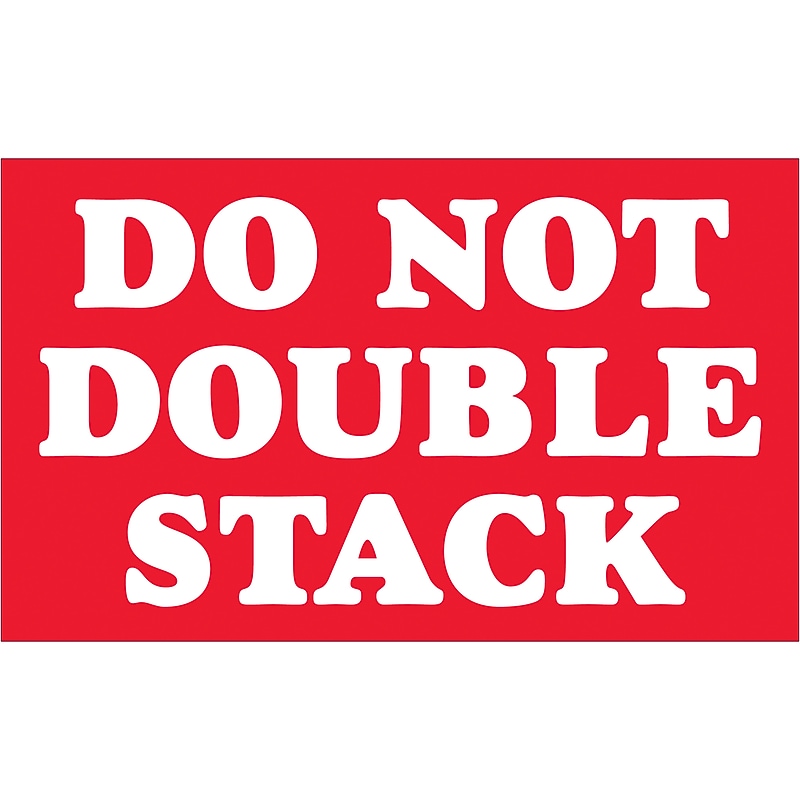 Tape Logic "Do Not Double Stack" Labels, Red/White, 5" x 3", 500/Roll (SCL613) image 1