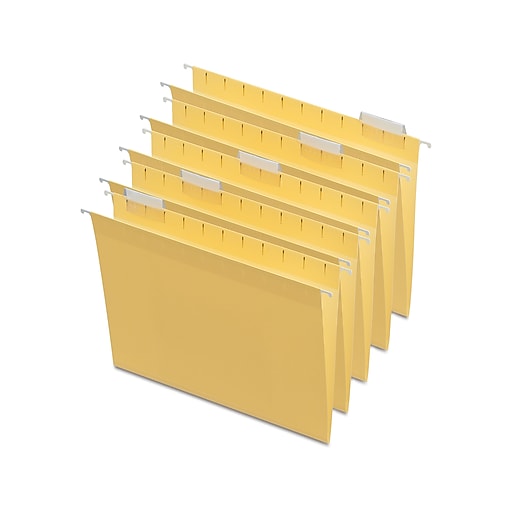 Staples® Hanging File Folders, 1/5Cut Tab, Letter Size, Yellow, 25/Box