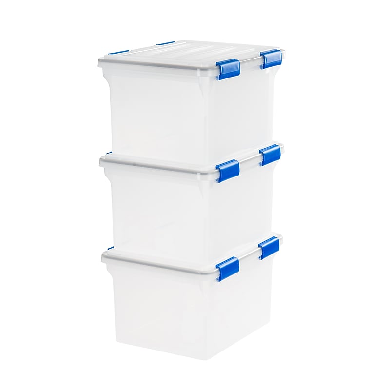 Iris WeatherPro Plastic File Box Latch Lid, Letter/Legal Size, Clear, 6/Carton (110601CT) image 1