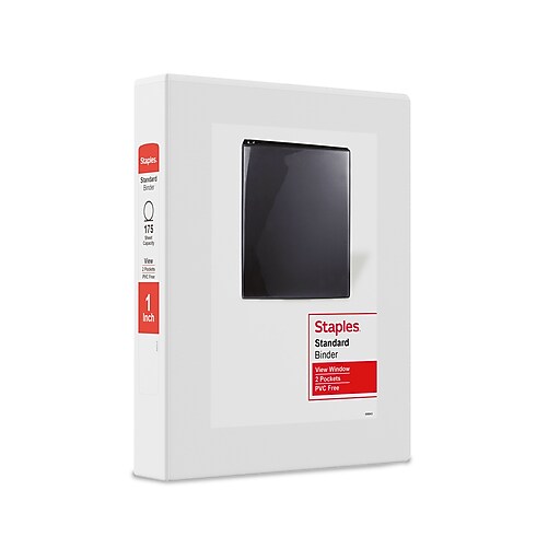 Staples Mini 1" 3Ring View Binder, White (55408/26457) Staples