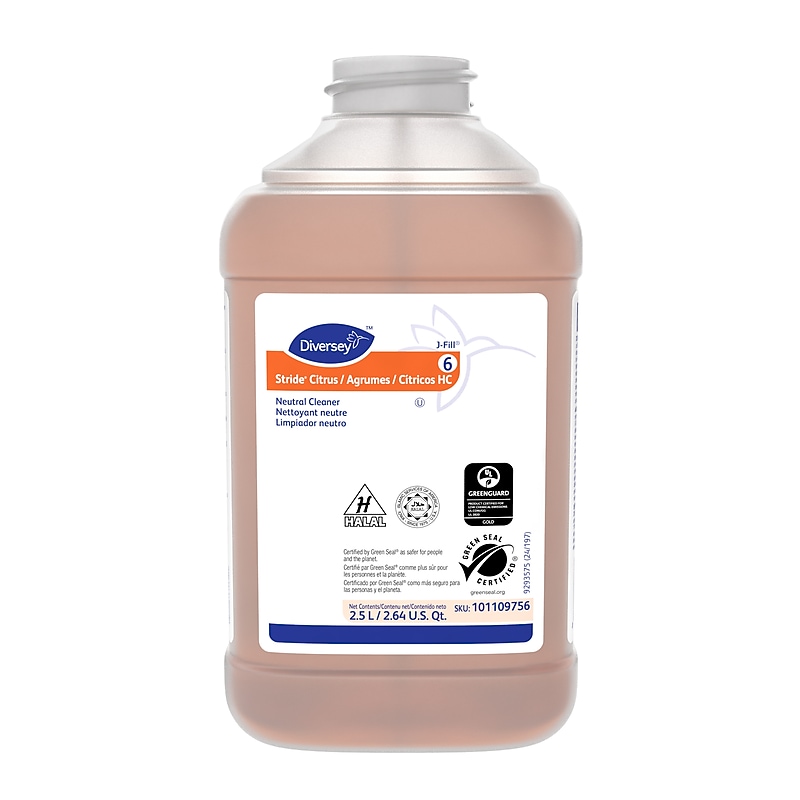 Stride HC Multipurpose Cleaner for Diversey J-Fill Systems, Citrus Scent, 2.5 L, 2/Carton (101109756) image 1