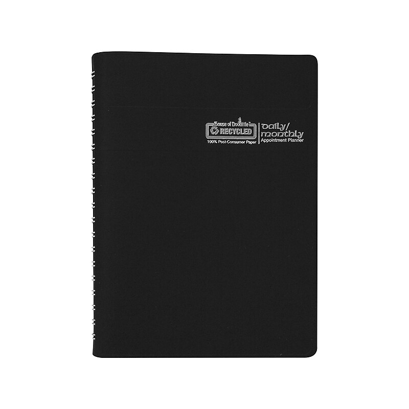2025 House of Doolittle 7" x 10" Daily & Monthly Planner, Faux Leather Cover, Black (289632-25) image 1