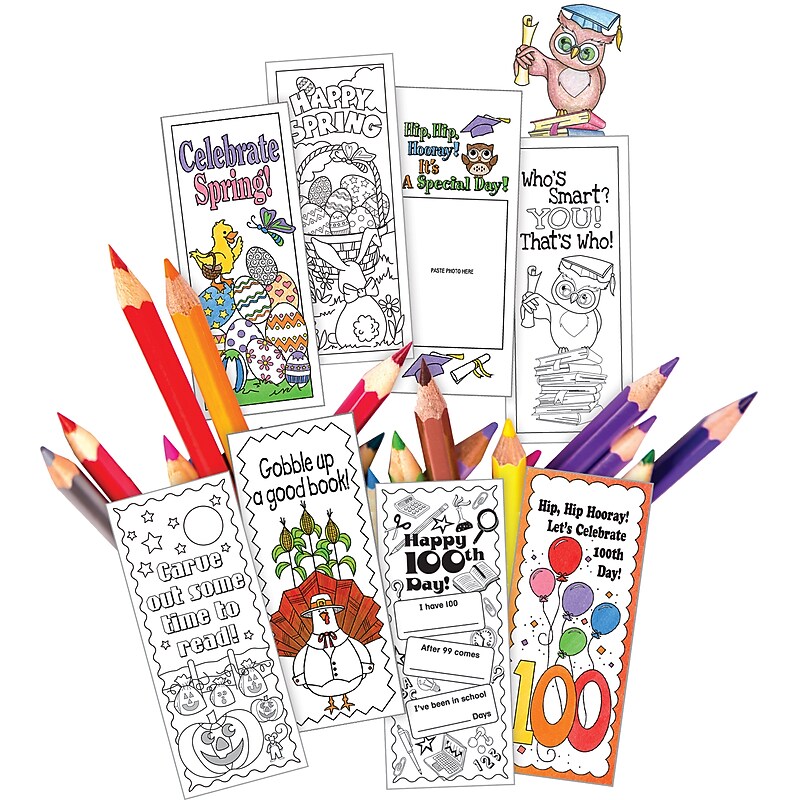 Barker Creek Color Me! Celebrate the Year Bookmark Set, Black/White, 240/Pack (BC3575) image 1
