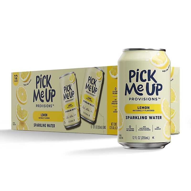 Pick Me Up Provisions™ Lemon Sparkling Water, 12 oz., 24 Cans/Carton (PM63523) image 1