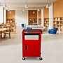 Luxor LEADER 3-Shelf Adjustable Media Utility Cart with Pullout Tray and Locking Cabinet, Red (AVJ42KBC-RD)~#|#~DAEED772-320E-4035-973958ED22A6D0E5_sc7