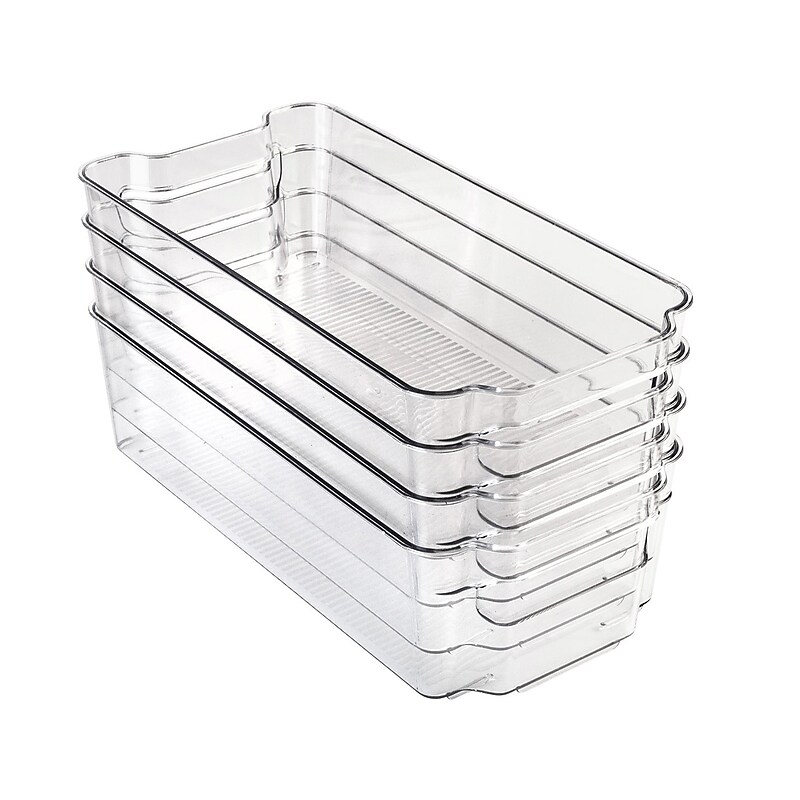Honey-Can-Do Plastic Refrigerator Bin, Clear, 4/Set (KCH-09679) image 1