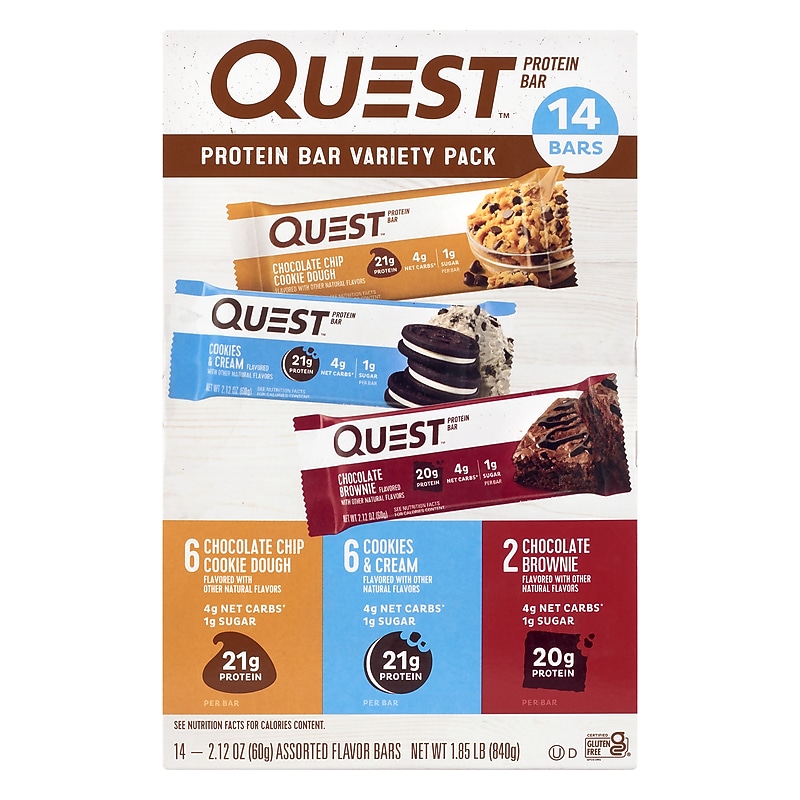 Quest Gluten Free Protein Bars Variety Pack, 2.12 oz., 14/Pack (220-02908) image 1