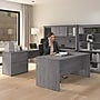 Bestar Logan 66"W U or L Shaped Desk with Hutch, File Cabinet, and Bookcase, Bark Grey (46851-47)~#|#~DB107253-96ED-4B97-81019ECD006D5B8D_sc7