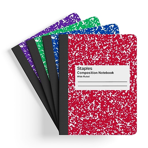 Staples® Composition Notebook, 9.75" x 7.5", Wide Ruled, 80 Sheets