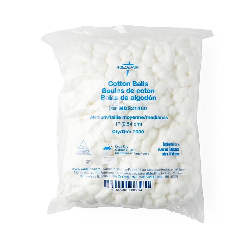 Medline Medium Size Cotton Balls, 2000/Carton (MDS21460) image 1