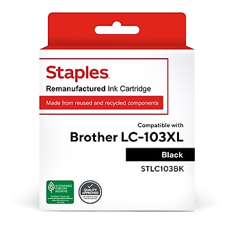 Staples Remanufactured Black High Yield Ink Cartridge Replacement for Brother (TRLC103BK/STLC103BK)
