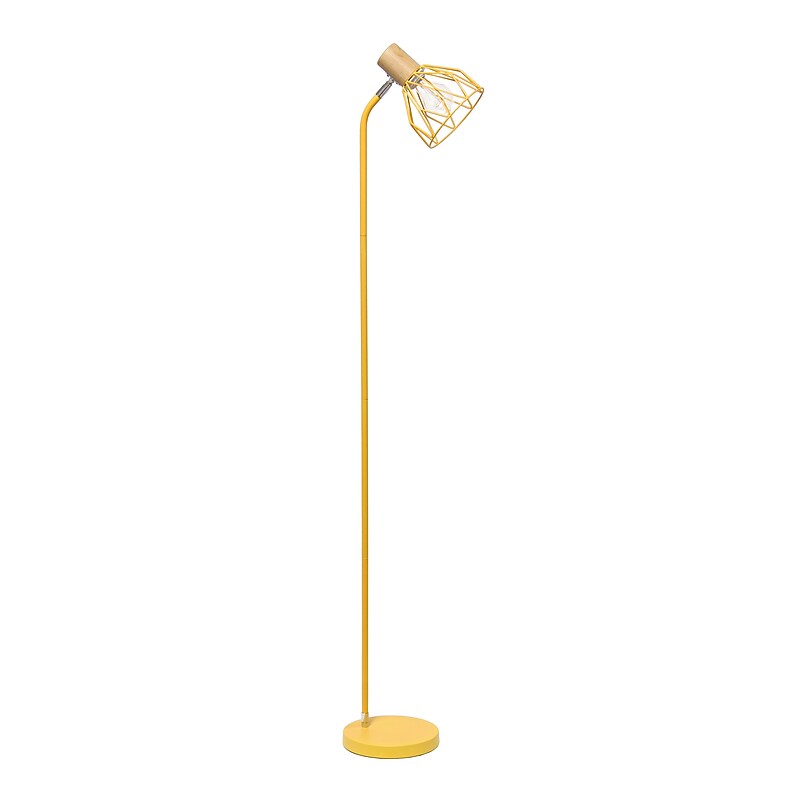 Simple Designs Farmhouse Fusion 55.91" Iron Floor Lamp with Round Shade, Yellow (LF2019-YLW) image 1