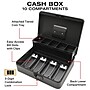 Excello Brands Steel Cash Box with Combination Lock, 10 Compartments, Black (CHBX-6213-CB)~#|#~DB26F610-75C6-4870-8A2A5F13E59A72AE_sc7
