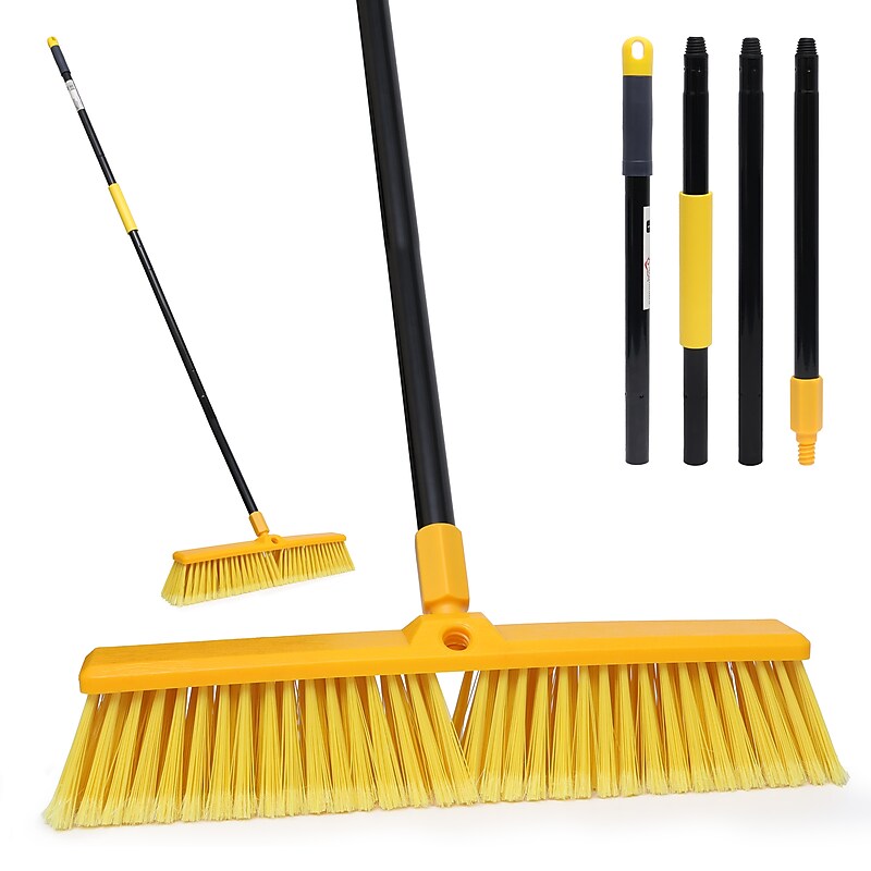 BISON LIFE Outdoor 18" Polypropylene Bristle Flagged Push Broom, Yellow/Black (BPHD-EXHPB-BKY-18-1) image 1